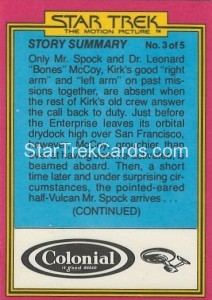 Star Trek The Motion Picture Colonial Bread Trading Card Back 23