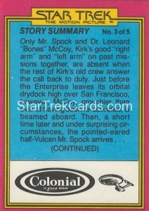 Star Trek The Motion Picture Colonial Bread Trading Card Back 23