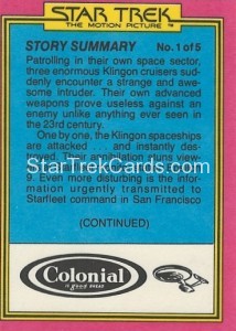 Star Trek The Motion Picture Colonial Bread Trading Card Back 3