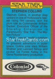 Star Trek The Motion Picture Colonial Bread Trading Card Back 8