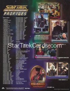 Star Trek The Next Generation Profiles Trading Card Sell Sheet Back