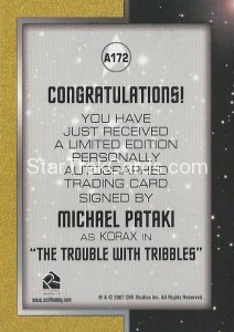 Star Trek The Original Series 40th Anniversary Series Two Trading Card A172 Back