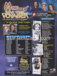 Women of Star Trek Voyager Trading Card Sell Sheet