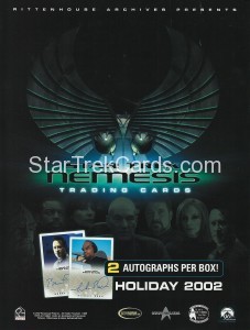 Star Trek Nemesis Trading Card Sell Sheet Front