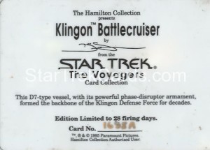 Star Trek The Voyagers Card Collection Trading Card Klingon Battlecruiser Back