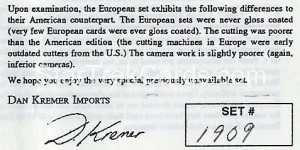 1967 Star Trek European Trading Card Certificate of Authenticity Back