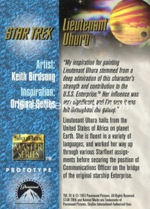 Star Trek Master Series Part One Trading Card Promo Uhura Back