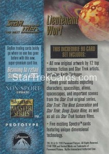 Star Trek Master Series Part One Trading Card Worf Promo Back