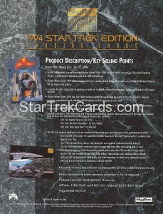 Star Trek Master Series Part Two Trading Card Sell Sheet Front