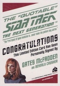 The Complete Star Trek The Next Generation Series 1 Autograph Gates McFadden Back