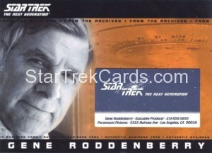 The Complete Star Trek The Next Generation Series 1 Trading Card Roddenberry Business Card