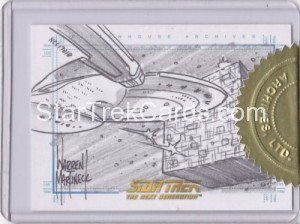 The Quotable Star Trek The Next Generation Trading Card Sketch Enterprise and Borg Cube
