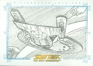 The Quotable Star Trek The Next Generation Trading Card Sketch Rear View Orbiting Planet
