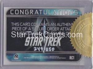 Star Trek Movie Trading Card RC1 Back