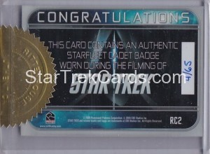 Star Trek Movie Trading Card RC2 Back