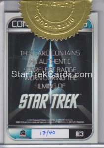 Star Trek Movie Trading Card RC3 Back