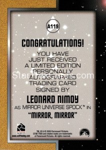 Star Trek The Original Series 40th Anniversary Trading Card A119 Back