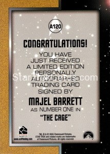 Star Trek The Original Series 40th Anniversary Trading Card A120 Back