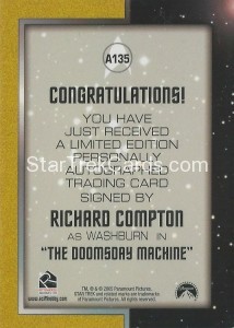 Star Trek The Original Series 40th Anniversary Trading Card A135 Richard Compton Back