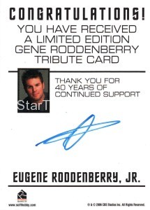 Star Trek The Original Series 40th Anniversary Trading Card Autograph Eugene Roddenberry Back