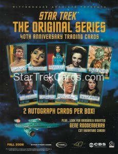 Star Trek The Original Series 40th Anniversary Trading Card Sell Sheet
