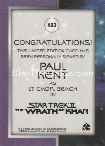 The Quotable Star Trek Movies Trading Card A83 Paul Kent Back