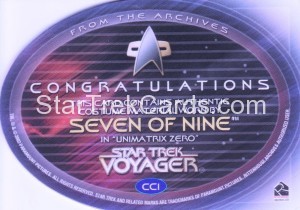 The Complete Star Trek Voyager Trading Card CC1 Back