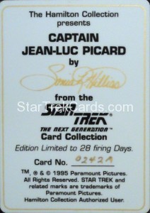 Star Trek The Next Generation Card Collection Hamilton Captain Jean Luc Picard Back
