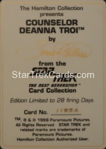 Star Trek The Next Generation Card Collection Hamilton Counselor Deanna Troi Back