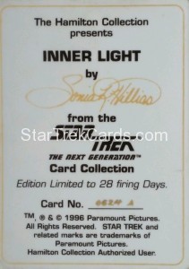 Star Trek The Next Generation Card Collection Hamilton Inner Light Back