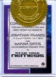 Star Trek The Next Generation Portfolio Prints Series One Autograph Frakes Sirtis Back