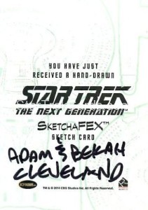 Star Trek The Next Generation Portfolio Prints Series One Trading Card Sketch Adam Bekah Cleveland Back