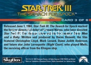 1993 The Starfleet Collection Trading Card Back 3