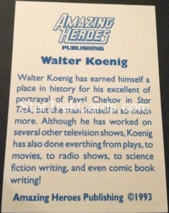 1993 Walter Koenig Amazing Heroes Trading Card Back