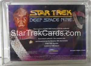 2008 Diamond Select Toys DS9 Worf Costume Trading Card Back