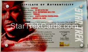 Kirk Spock Gold Cards Trading Card Captain James T Kirk Back