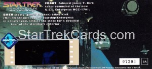 Star Trek The Motion Picture Film Cell Cards 2A Back