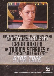 Star Trek The Original Series 50th Anniversary Trading Card Black Border Autograph Craig Huxley Back
