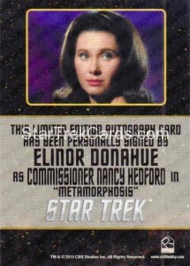 Star Trek The Original Series 50th Anniversary Trading Card Black Border Autograph Elinor Donahue Back