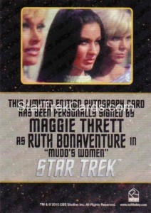 Star Trek The Original Series 50th Anniversary Trading Card Black Border Autograph Maggie Thrett Back