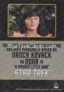 Star Trek The Original Series 50th Anniversary Trading Card Black Border Autograph Nancy Kovack Back