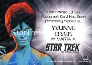 Star Trek The Original Series 50th Anniversary Trading Card Silver Autograph Yvonne Craig Back