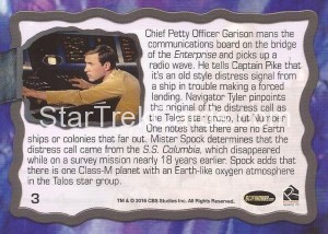 Star Trek The Original Series 50th Anniversary Trading Card The Cage 3 Back