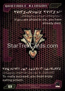 Star Trek Aliens Trading Card Q3 Back