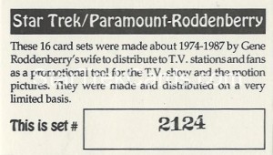 Star Trek Gene Roddenberry Promotional Set 2124 Trading Card 1