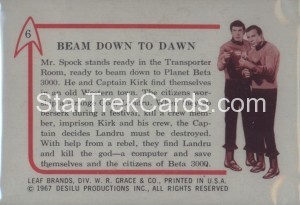 Star Trek Leaf Trading Card 6 Back