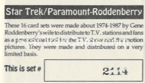 Star Trek Gene Roddenberry Promotional Set 2114 Card 1