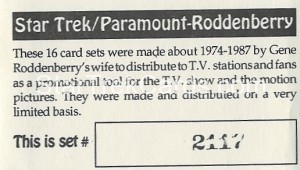 Star Trek Gene Roddenberry Promotional Set 2117 Card 1