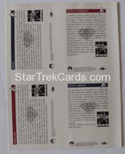 Star Trek 25th Anniversary Series I Trading Card Promotional Uncut Sheet Back