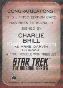 Star Trek 50th Anniversary Trading Card Autograph Charlie Brill Back